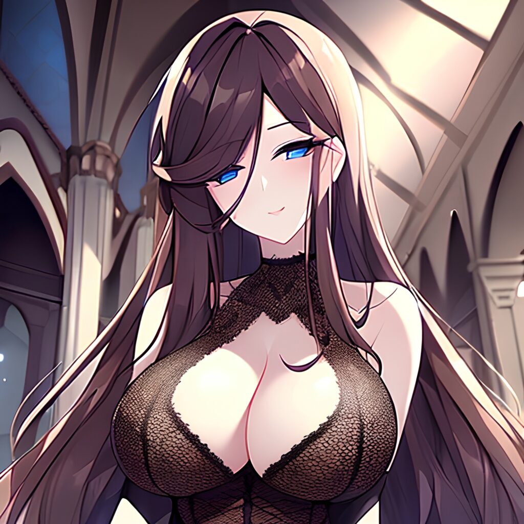 messy hair fishnet church brunette woman long hair 