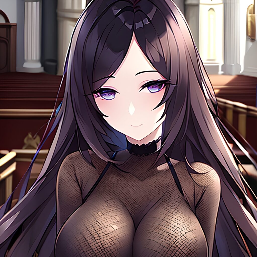 messy hair fishnet church long hair woman brunette