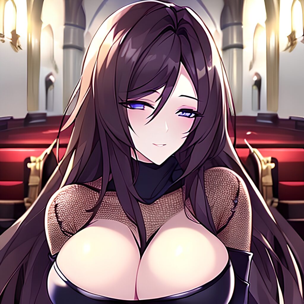 messy hair fishnet long hair church woman brunette 