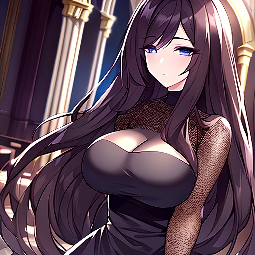 messy hair fishnet long hair church woman brunette