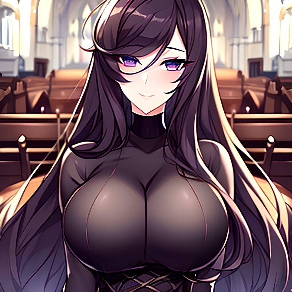 messy hair fishnet woman long hair church brunette