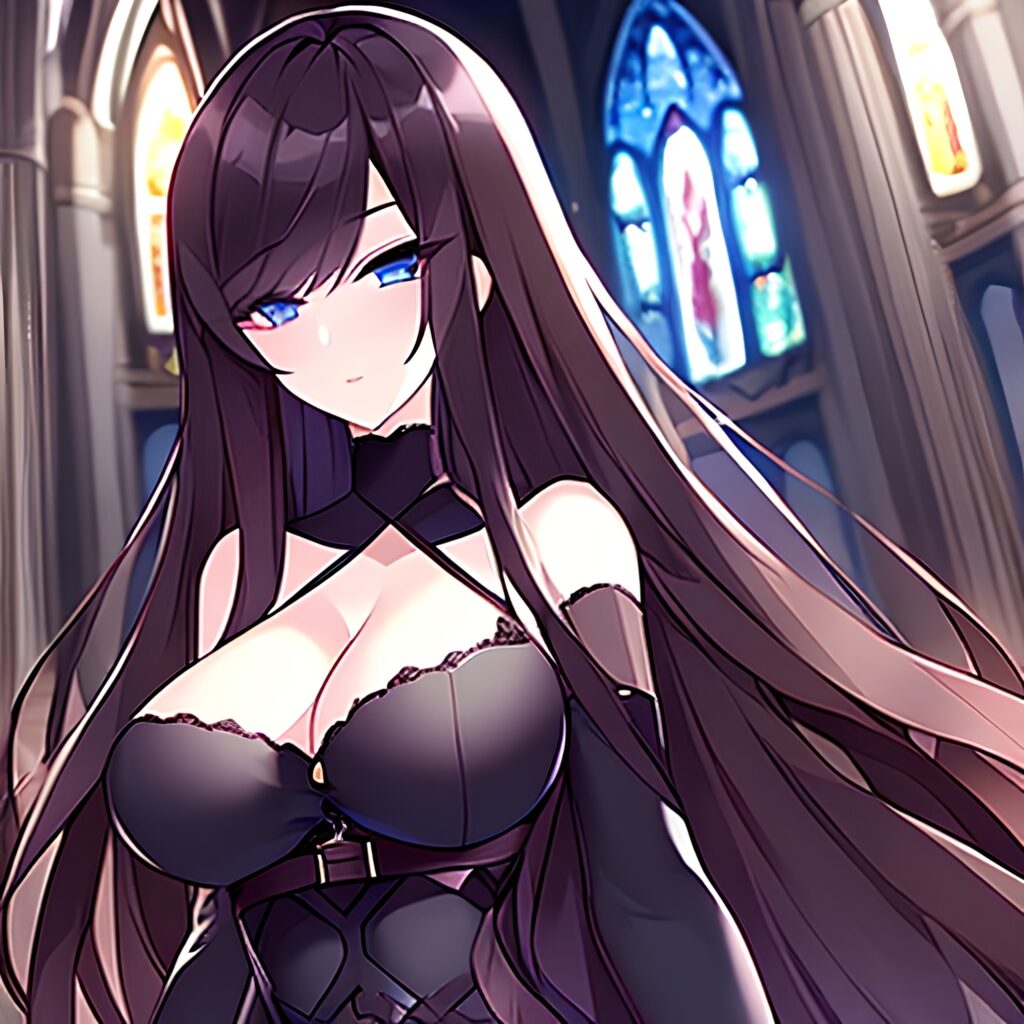 messy hair long hair fishnet church brunette woman 
