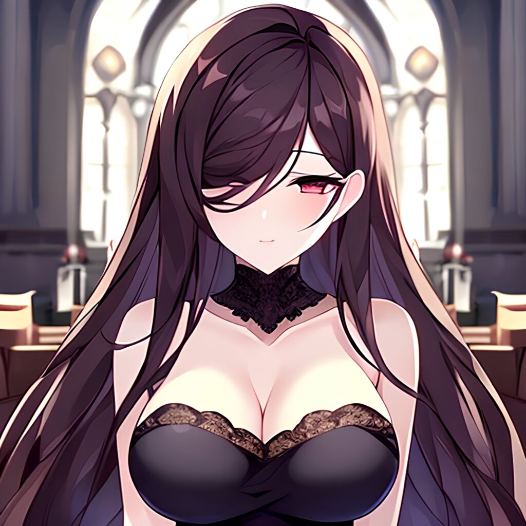 messy hair long hair fishnet woman brunette church