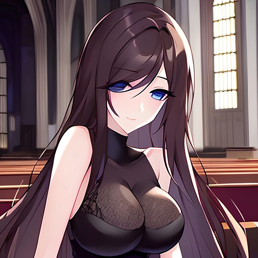 messy hair long hair fishnet woman brunette church