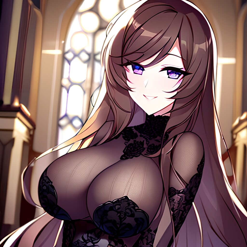messy hair woman brunette church fishnet long hair 