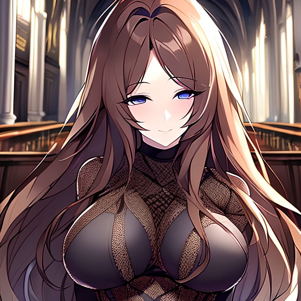 messy hair woman brunette church fishnet long hair 