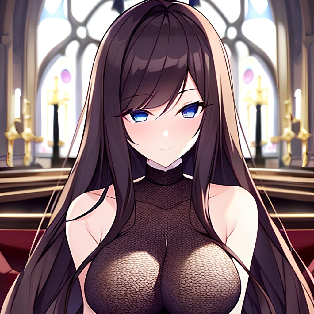 messy hair woman brunette church long hair fishnet 