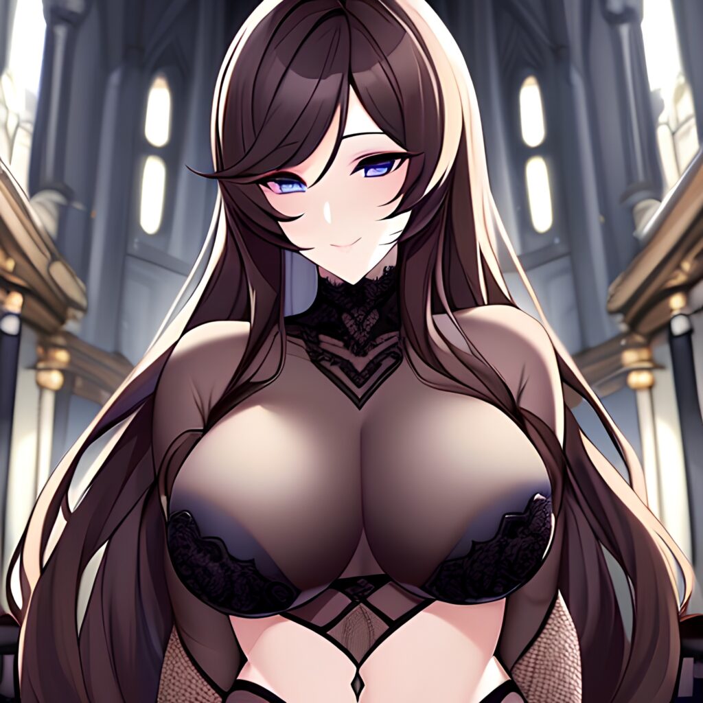 messy hair woman brunette church long hair fishnet