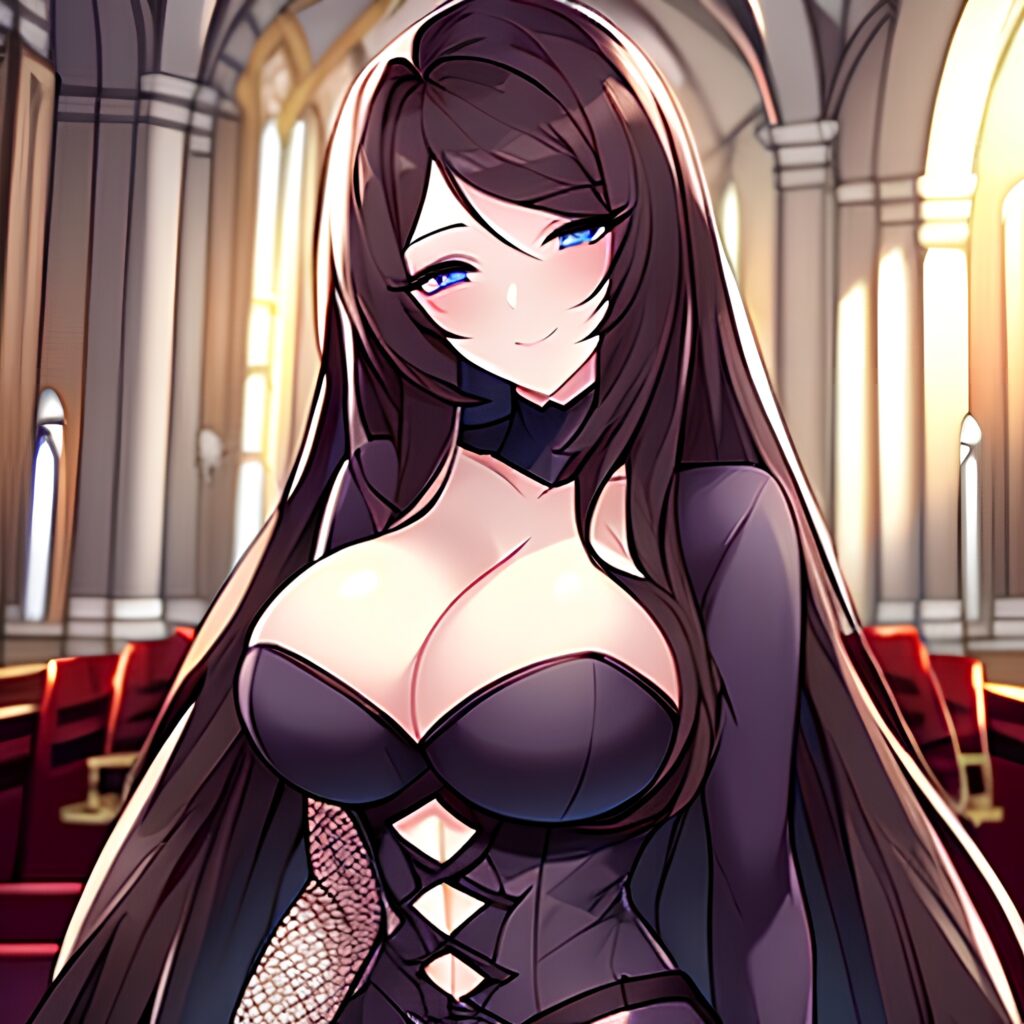 messy hair woman brunette fishnet church long hair 