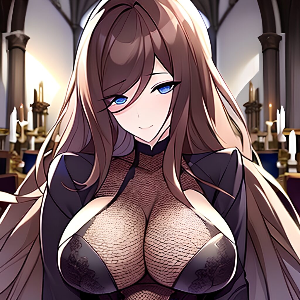messy hair woman brunette fishnet church long hair 