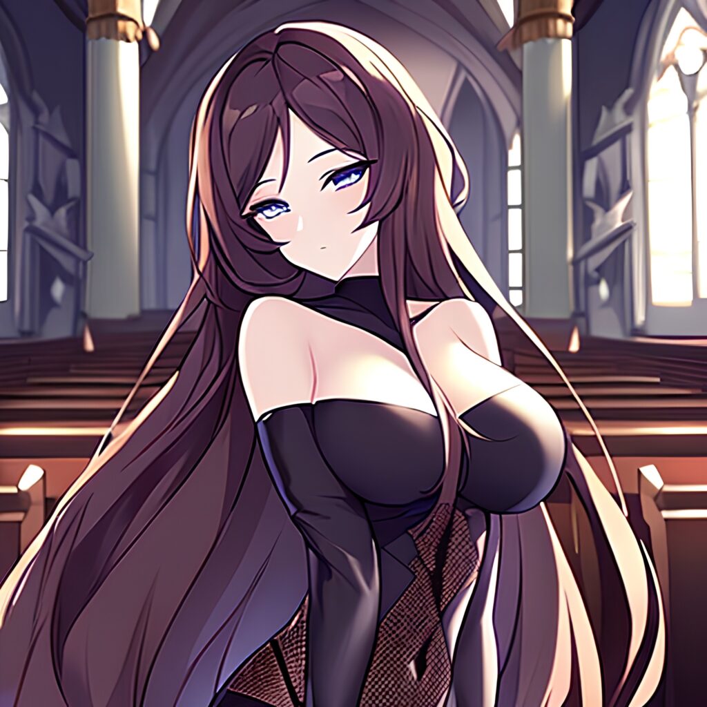 messy hair woman brunette fishnet long hair church