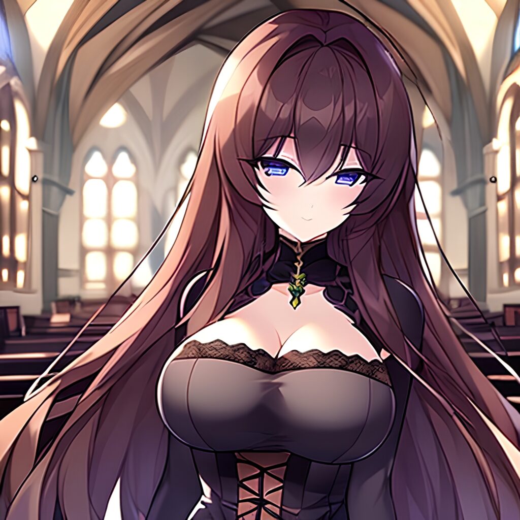 messy hair woman brunette fishnet long hair church