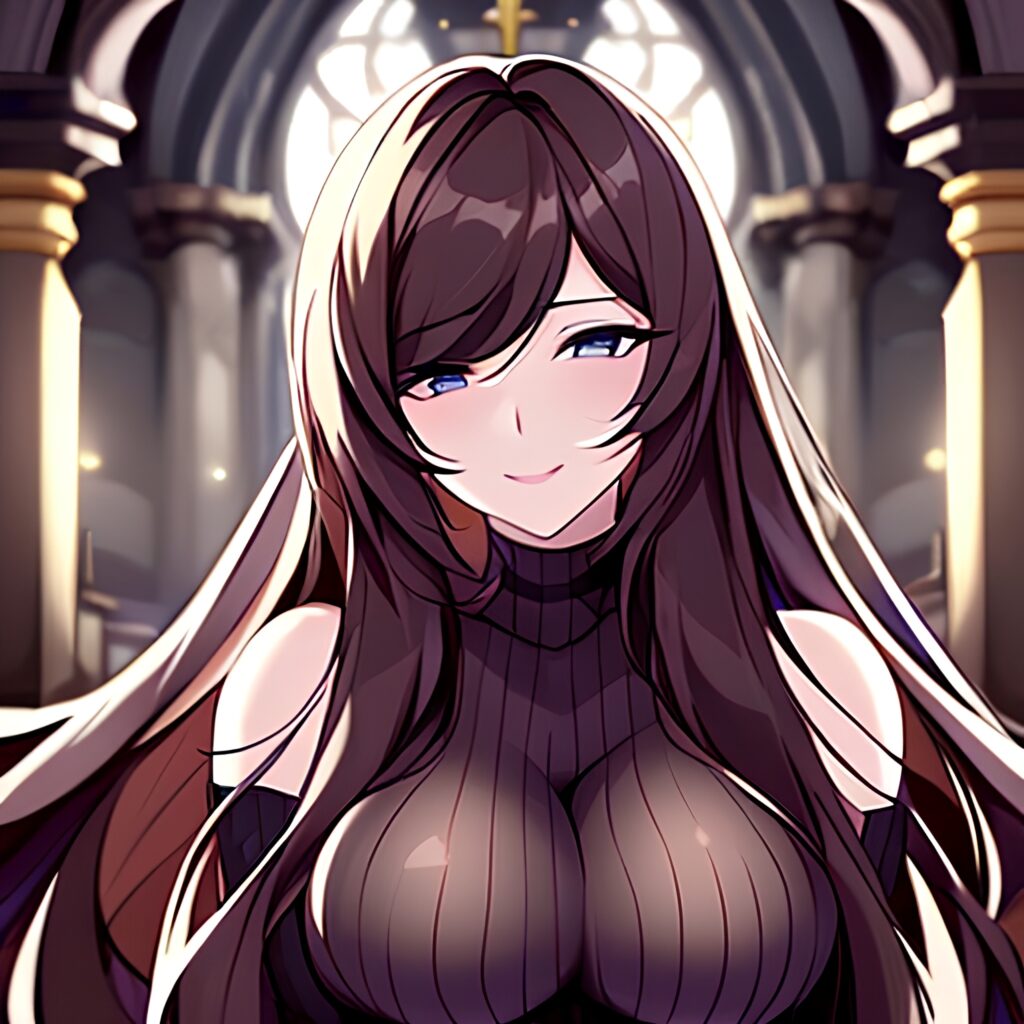 messy hair woman church fishnet brunette long hair 