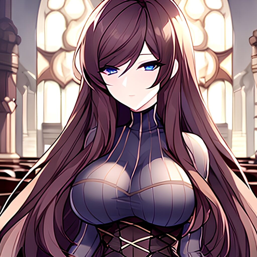 messy hair woman fishnet long hair church brunette 