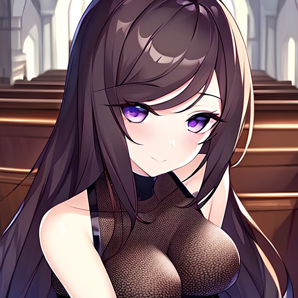 messy hair woman long hair brunette fishnet church