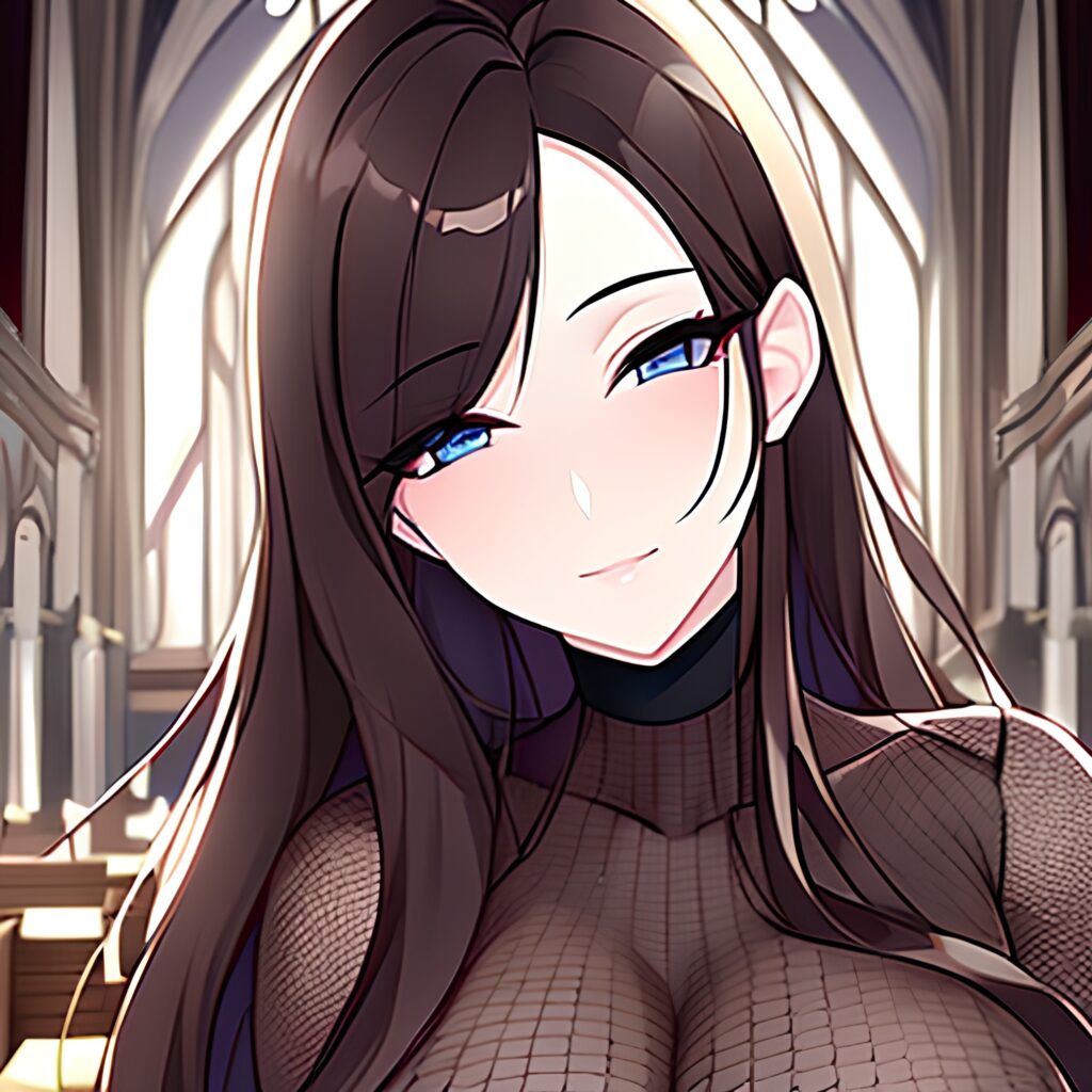 messy hair woman long hair church fishnet brunette 