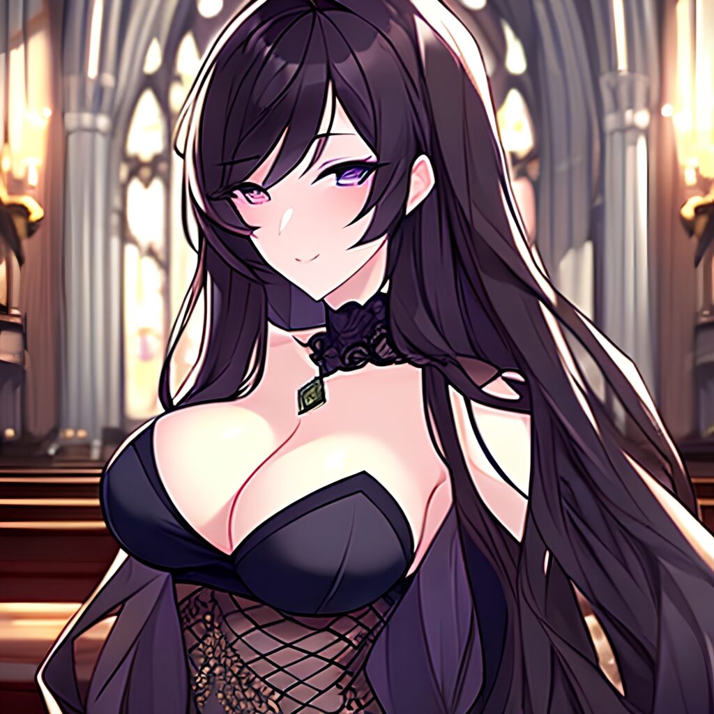 woman brunette church fishnet messy hair long hair 