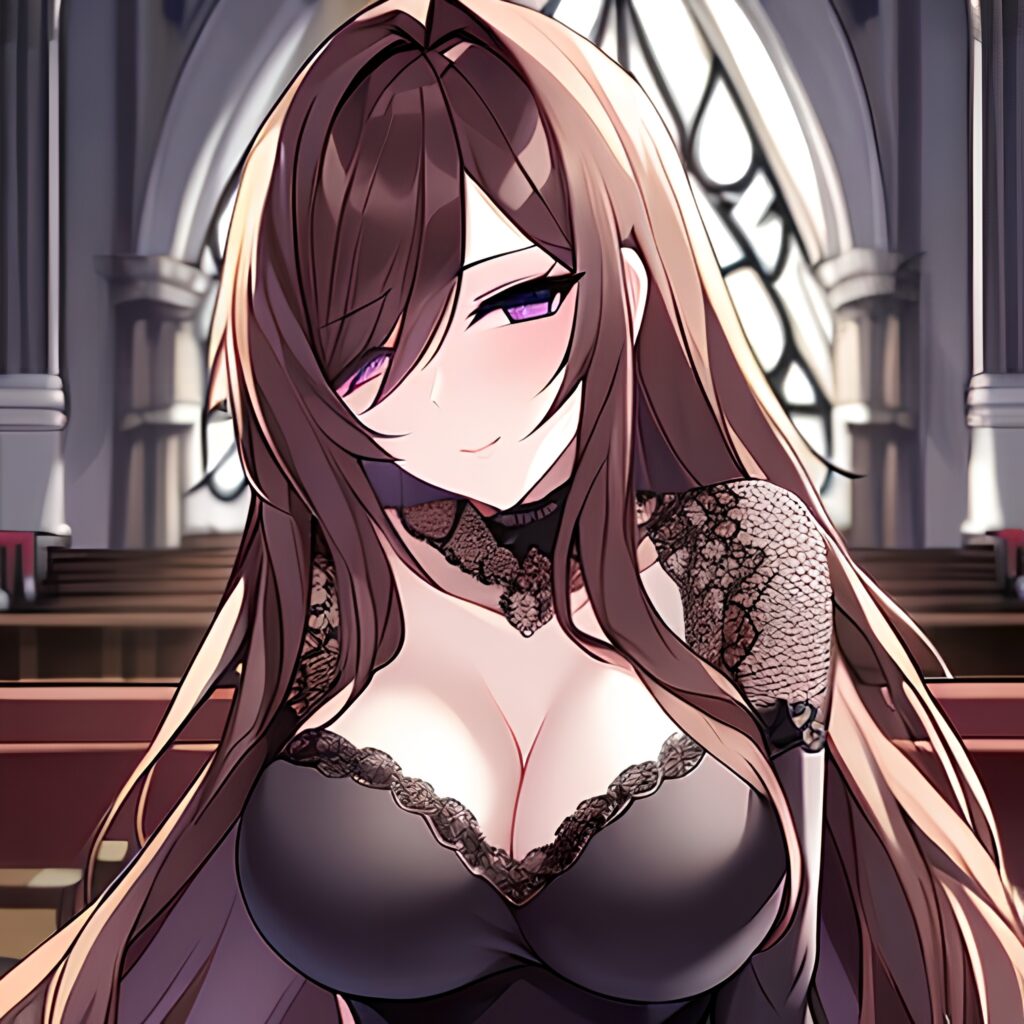 woman brunette church long hair messy hair fishnet