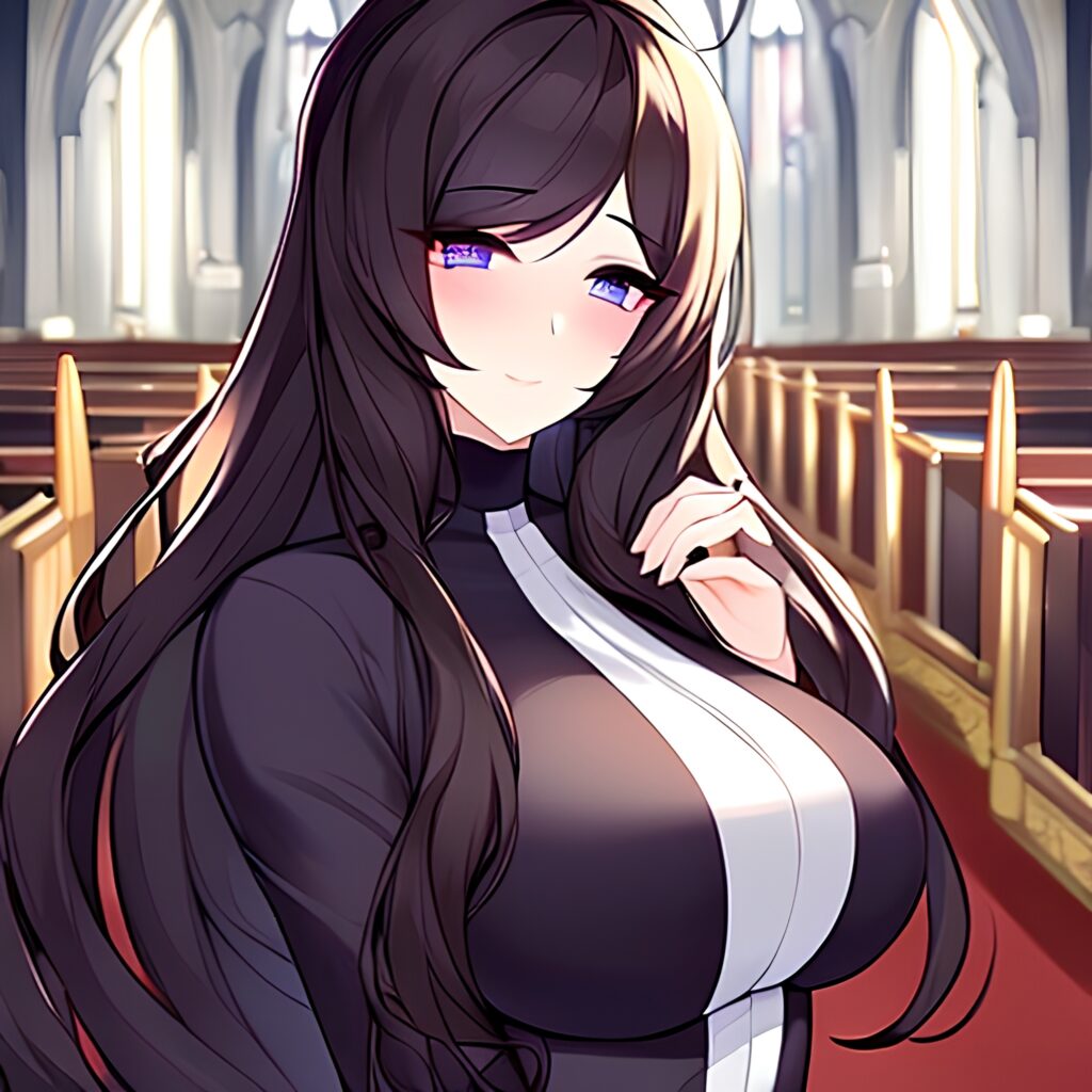 woman brunette fishnet church long hair messy hair