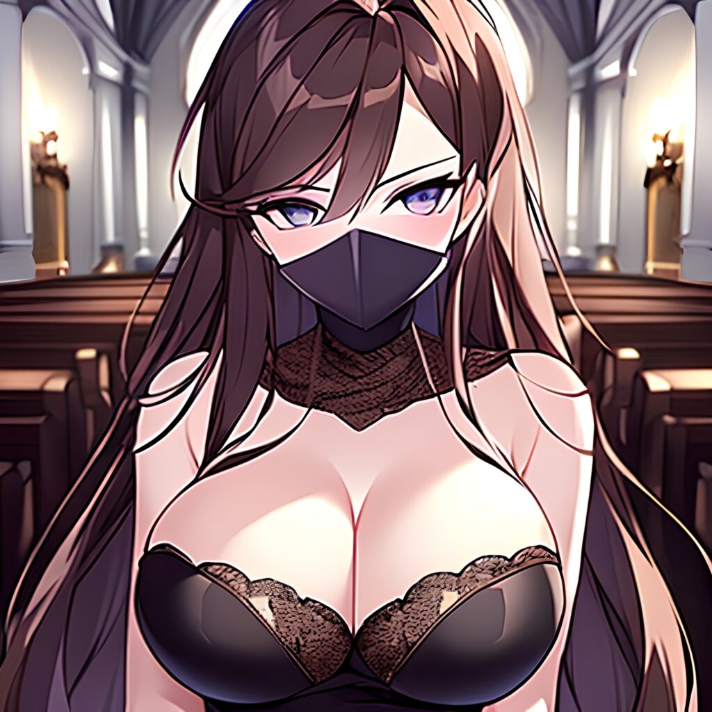 woman brunette fishnet messy hair church long hair 