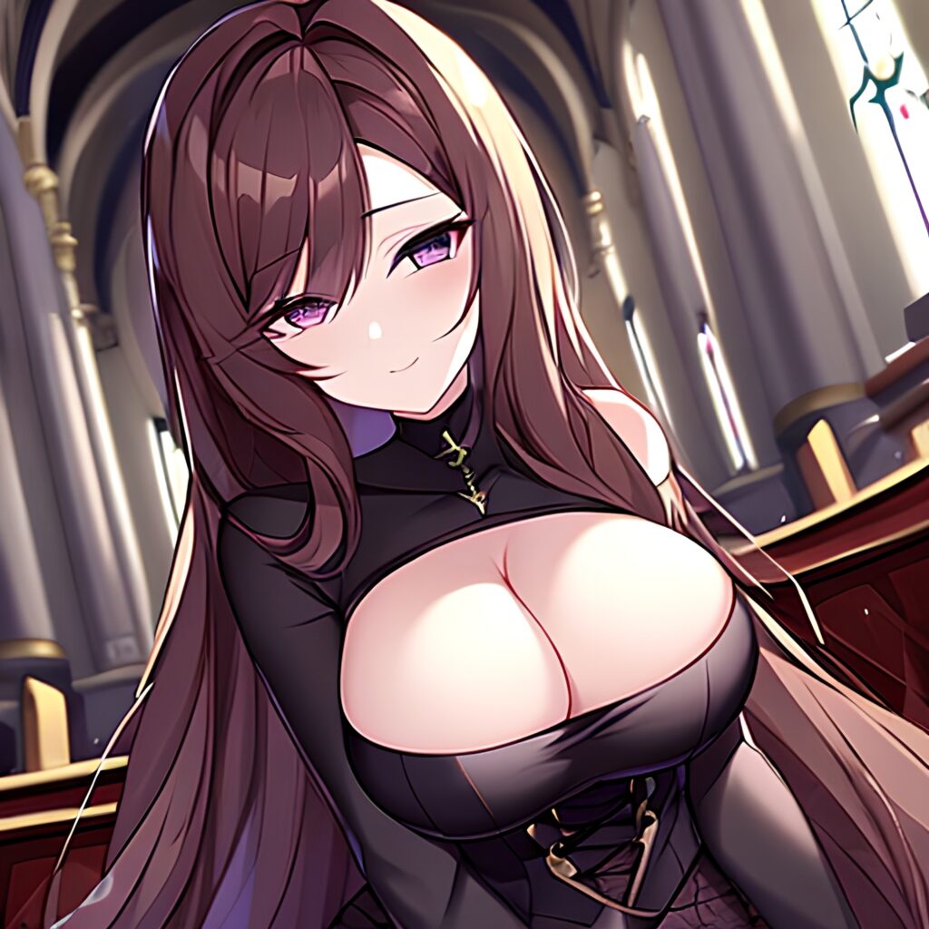 woman brunette fishnet messy hair long hair church 