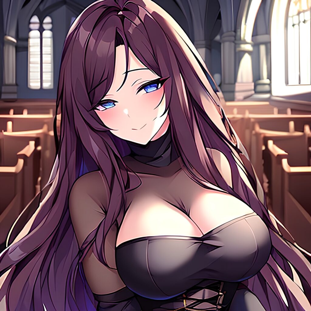 woman brunette long hair messy hair fishnet church 