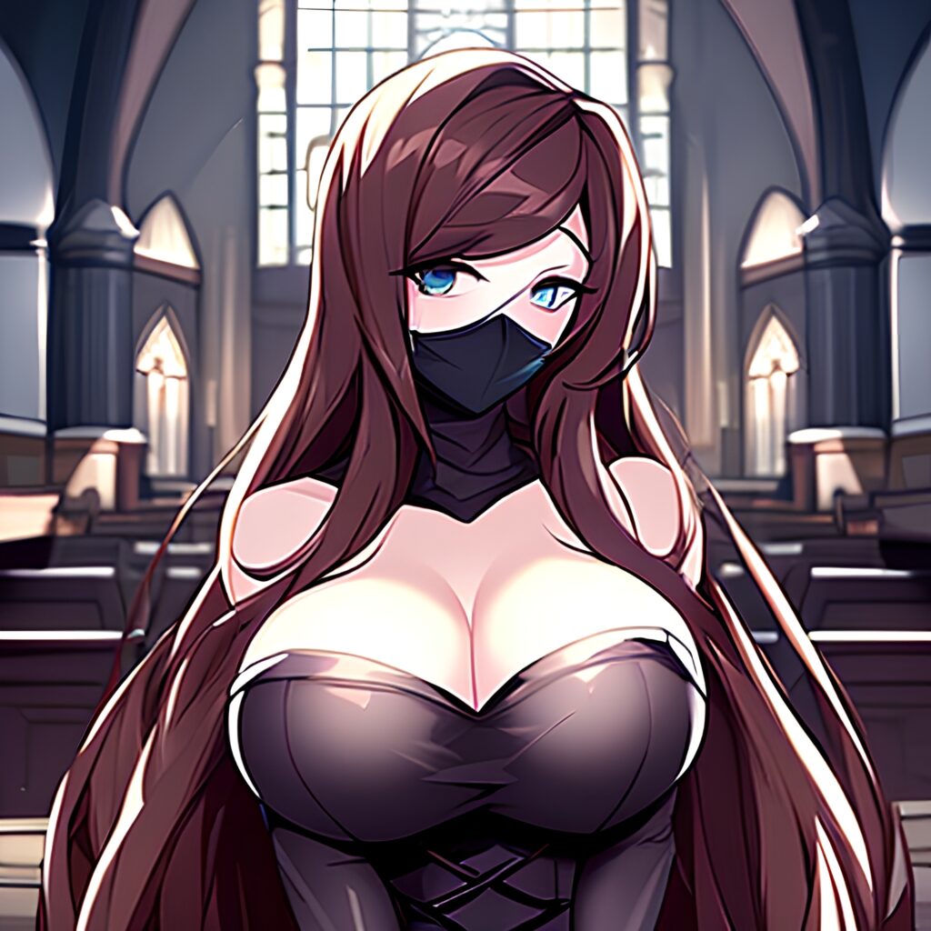 woman brunette messy hair fishnet church long hair 