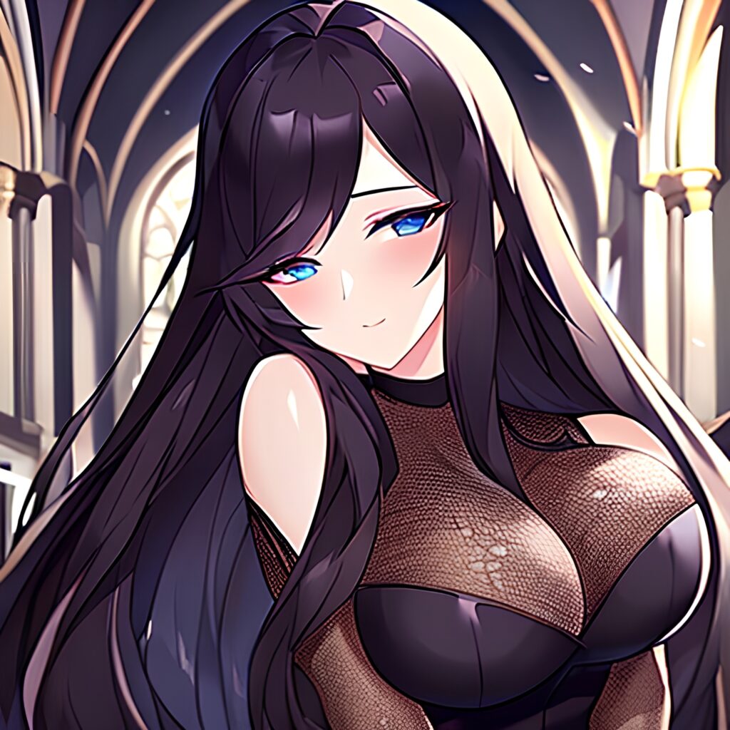 woman church fishnet brunette messy hair long hair