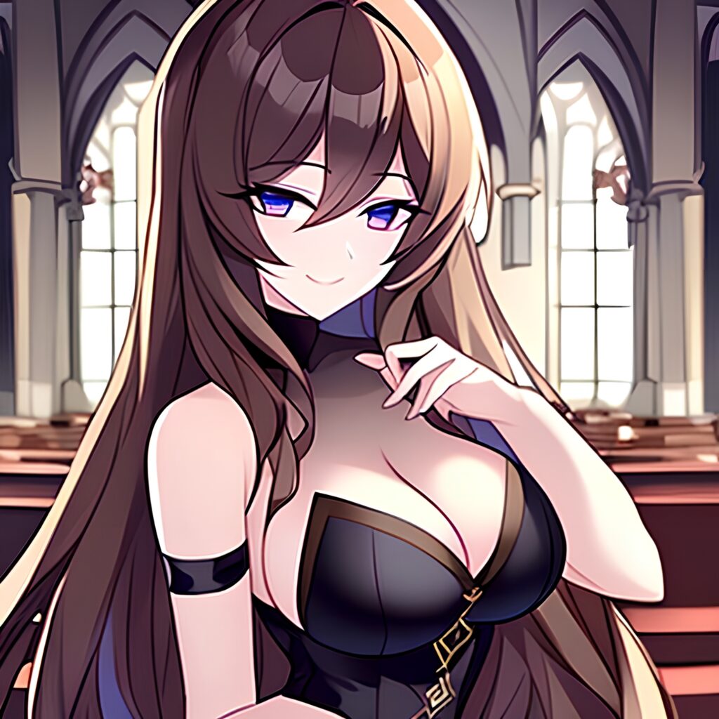 woman church fishnet long hair messy hair brunette 