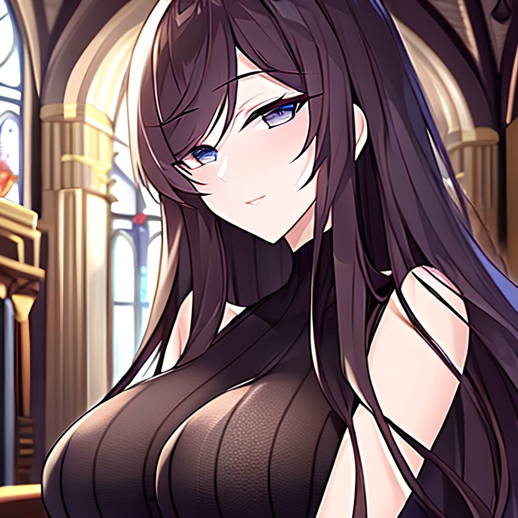 woman church fishnet messy hair brunette long hair 