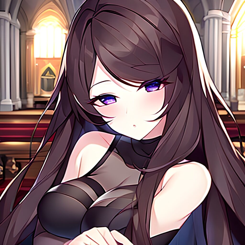 woman church messy hair brunette long hair fishnet