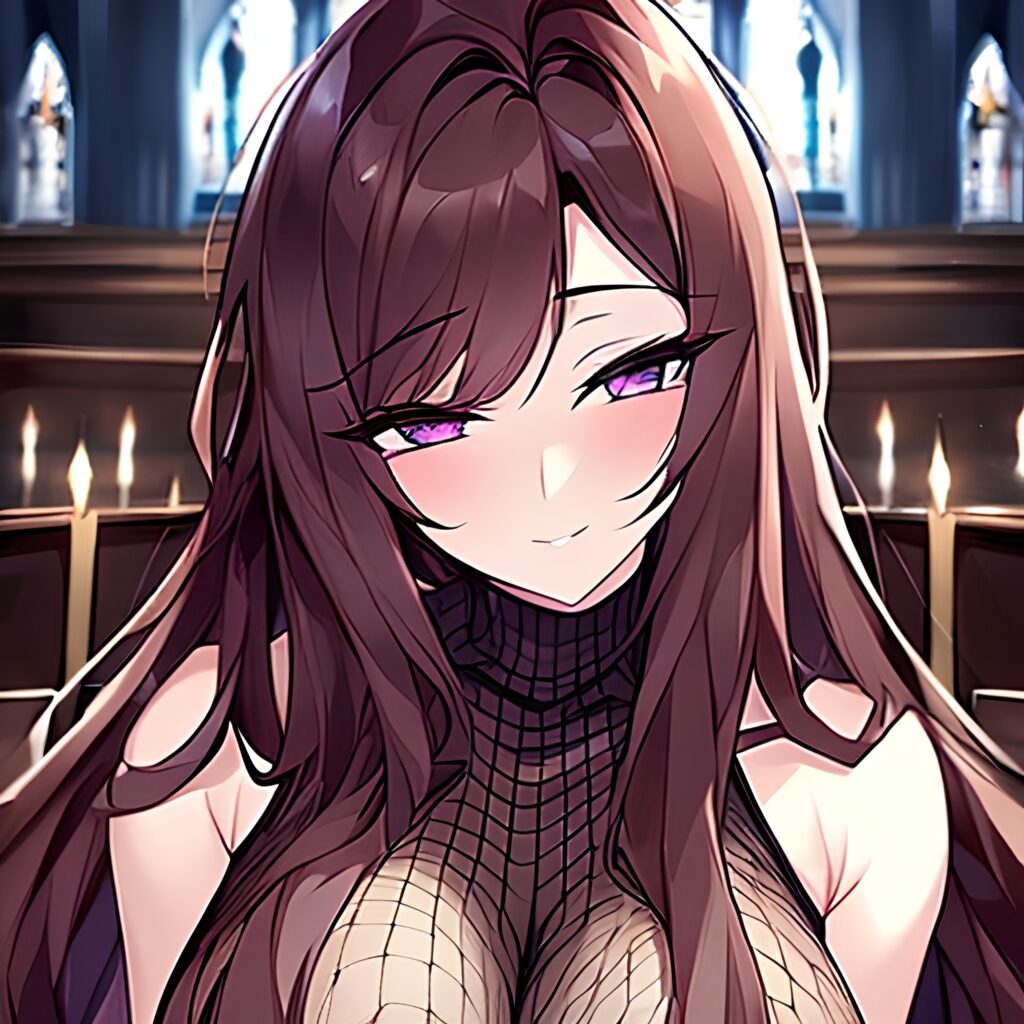 woman church messy hair brunette long hair fishnet 