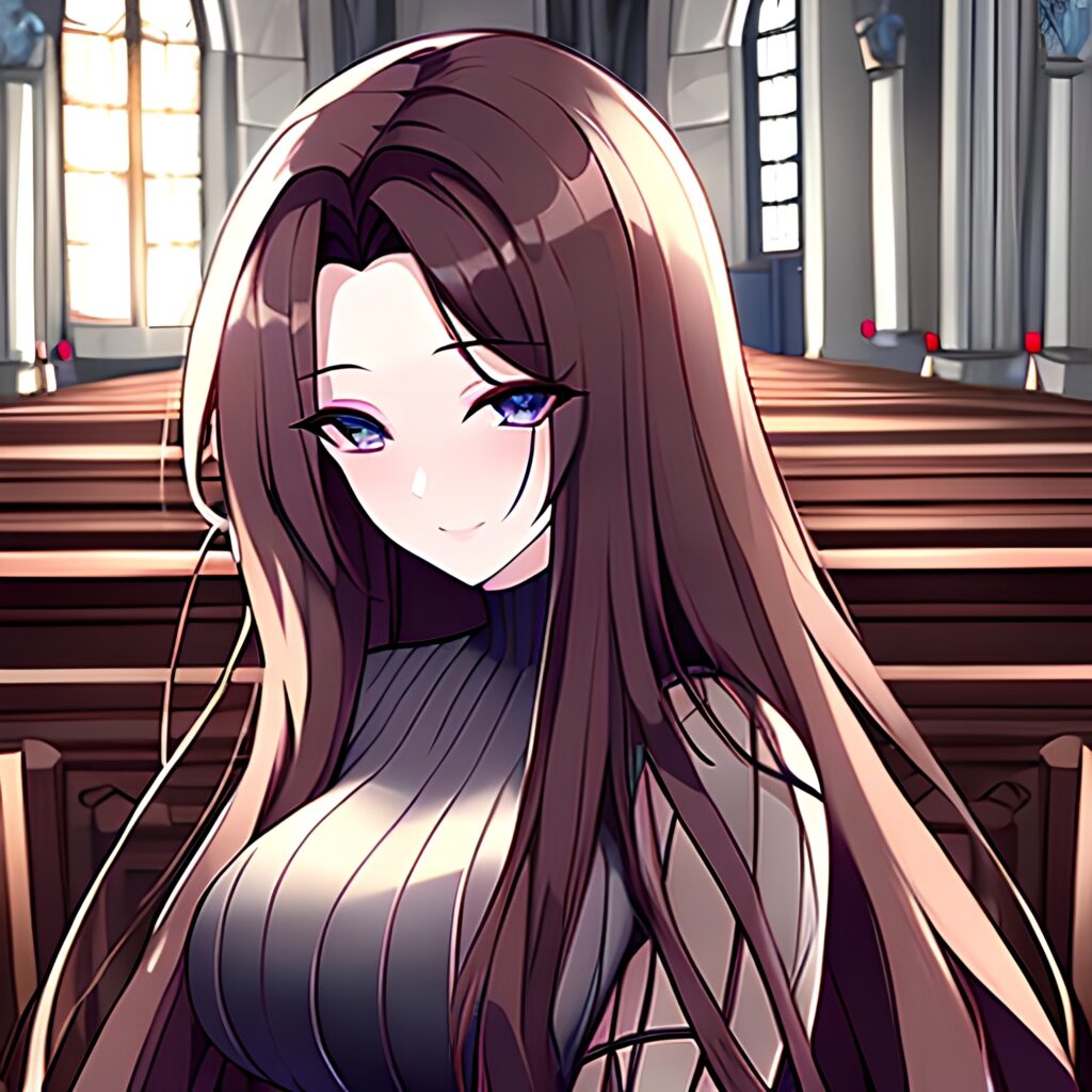 woman fishnet brunette church messy hair long hair