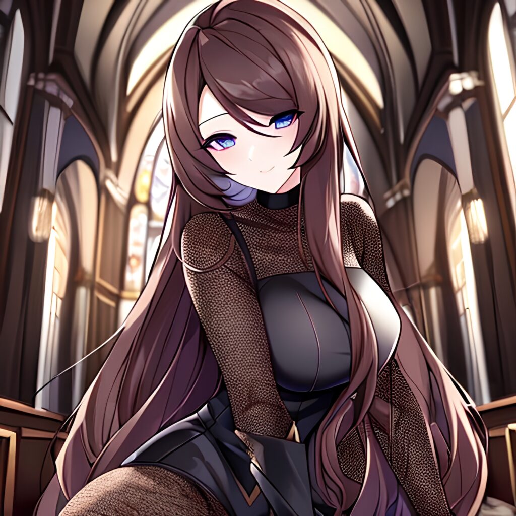 woman fishnet brunette messy hair church long hair