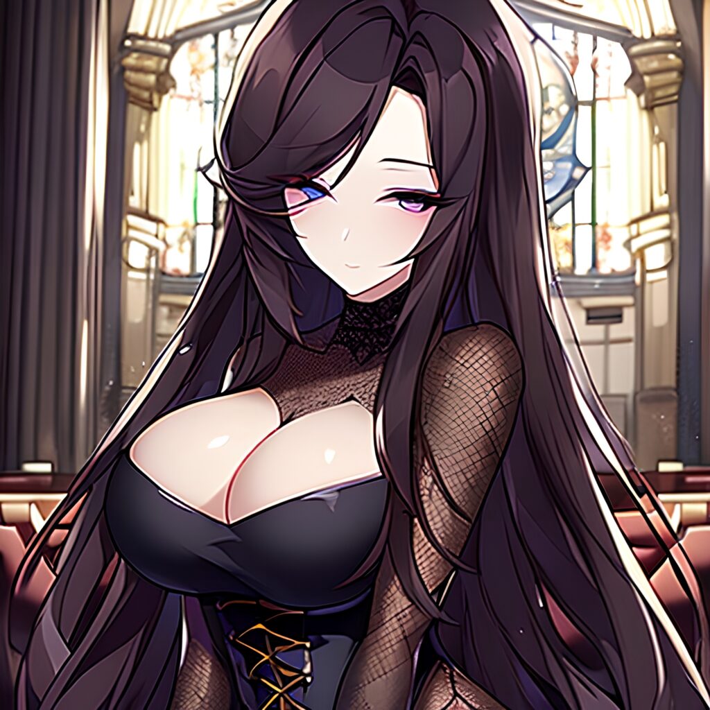 woman fishnet church brunette messy hair long hair