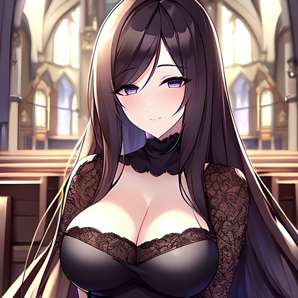 woman fishnet church brunette messy hair long hair