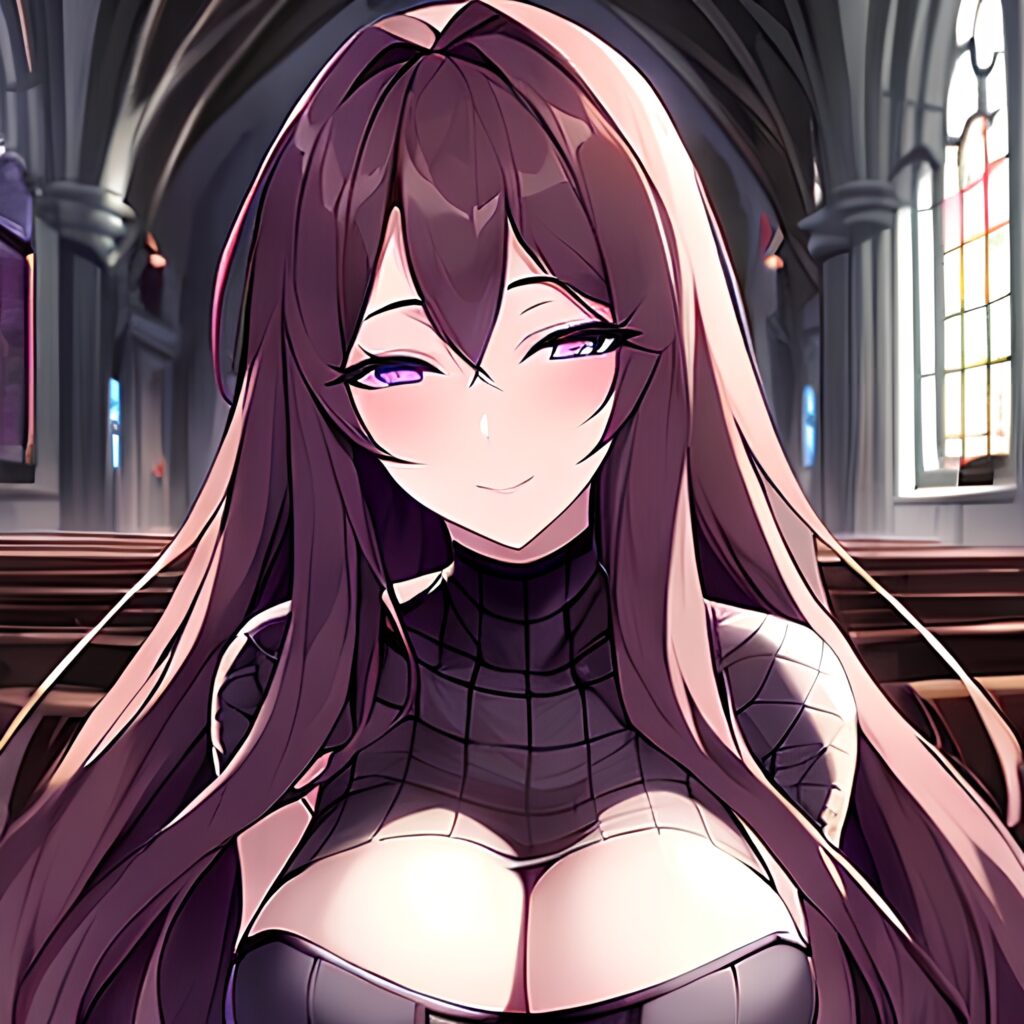 woman fishnet long hair brunette church messy hair 