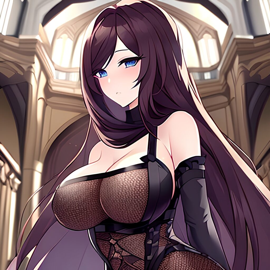 woman fishnet messy hair brunette church long hair