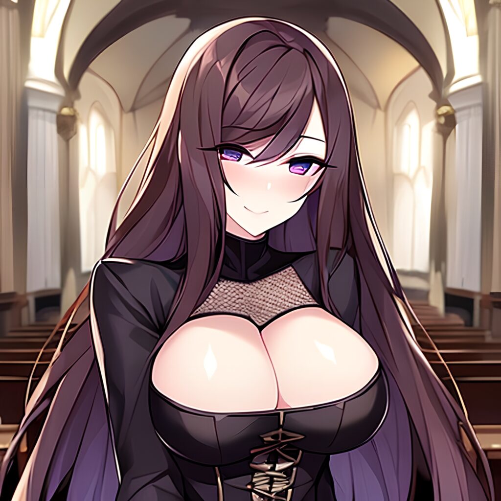 woman fishnet messy hair long hair brunette church
