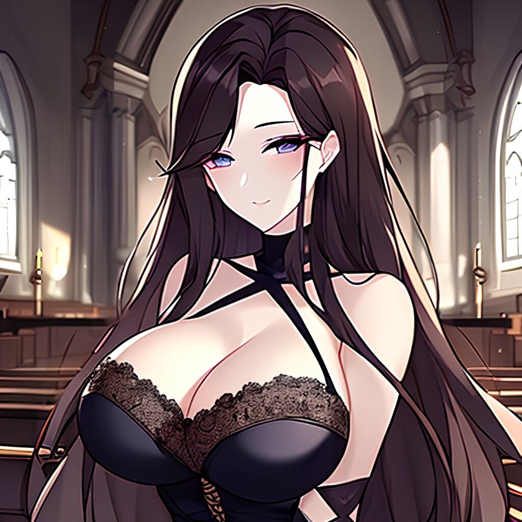 woman long hair brunette fishnet church messy hair