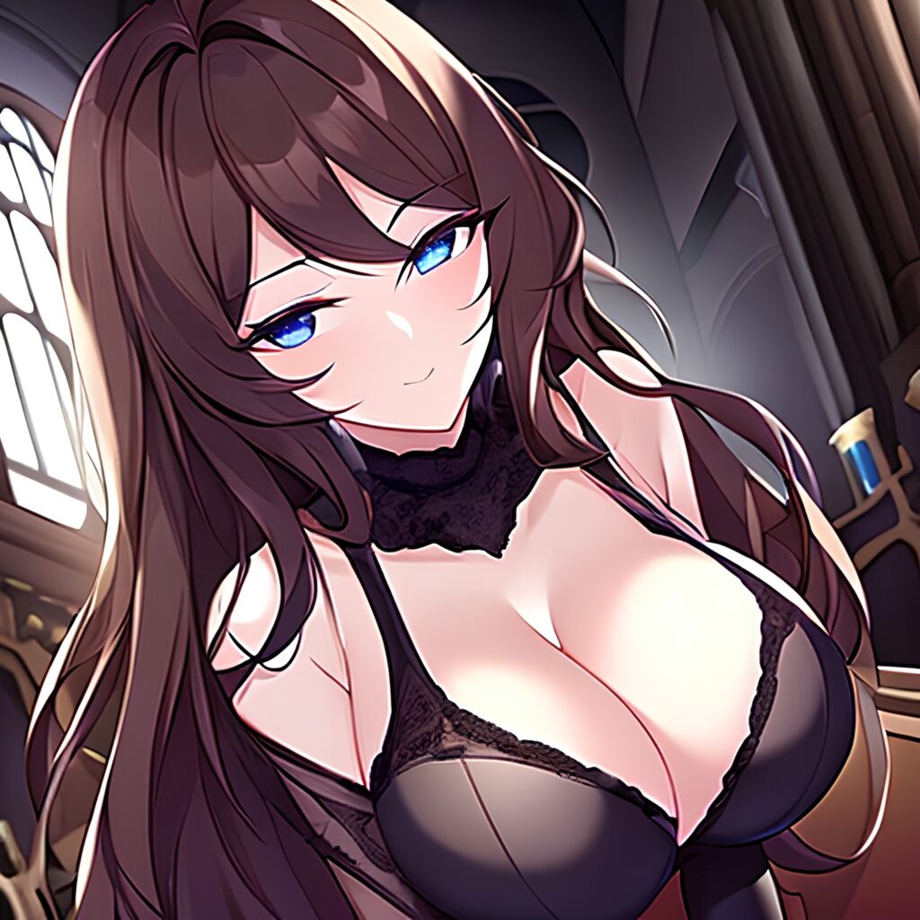 woman long hair fishnet messy hair church brunette