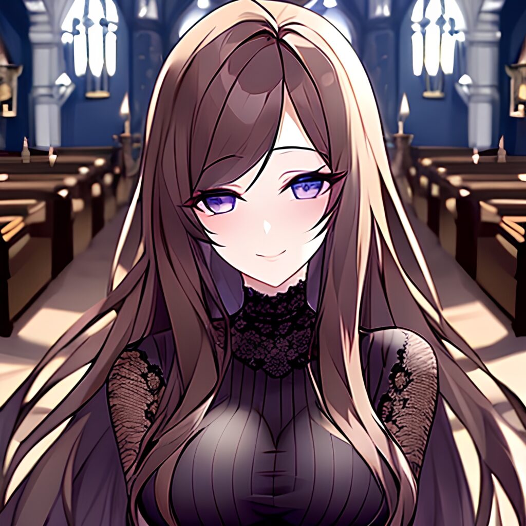 woman long hair messy hair brunette church fishnet