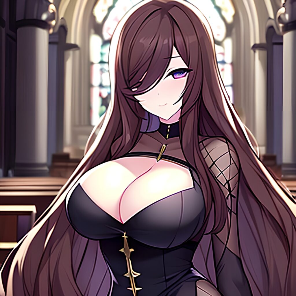 woman messy hair fishnet church brunette long hair 