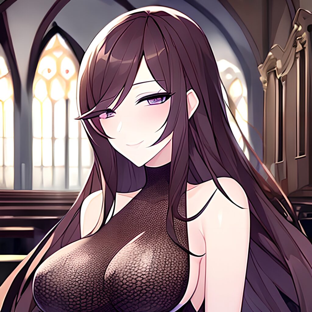 woman messy hair fishnet church brunette long hair 