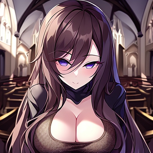 woman messy hair fishnet church brunette long hair