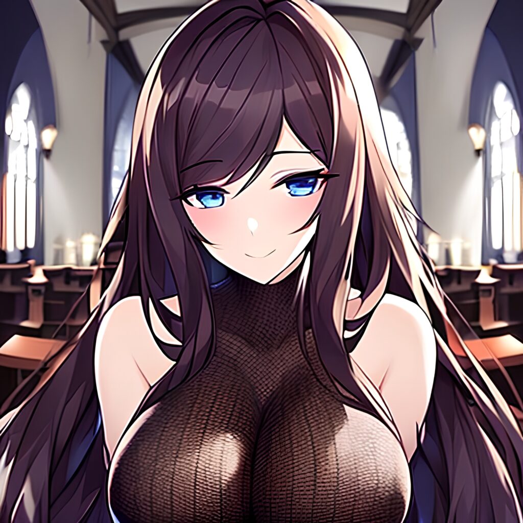 woman messy hair fishnet church brunette long hair 