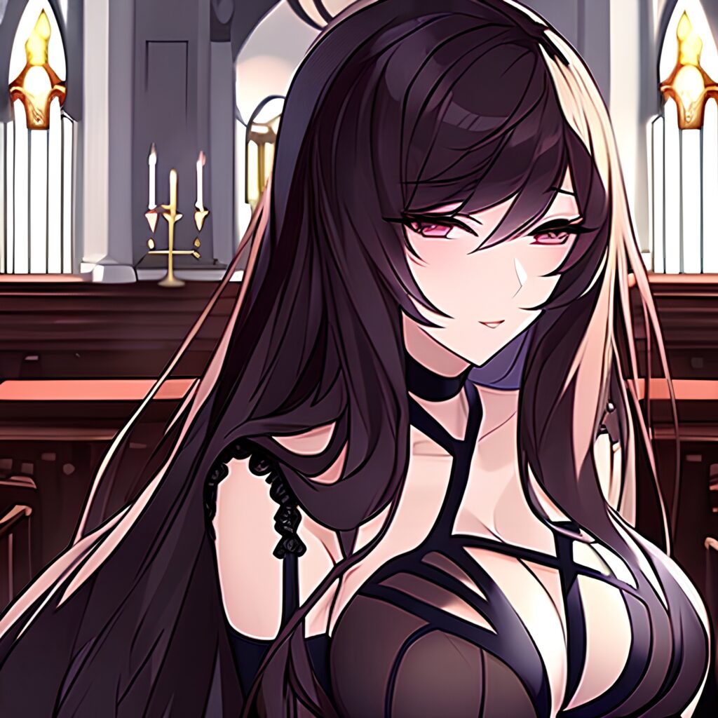woman messy hair fishnet church long hair brunette 