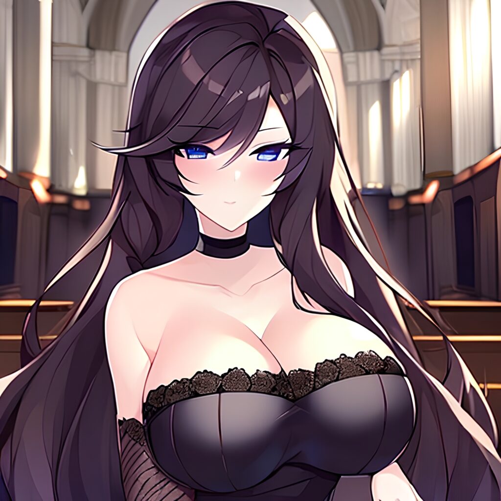 woman messy hair long hair fishnet church brunette
